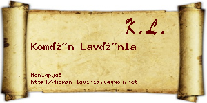 Komán Lavínia névjegykártya